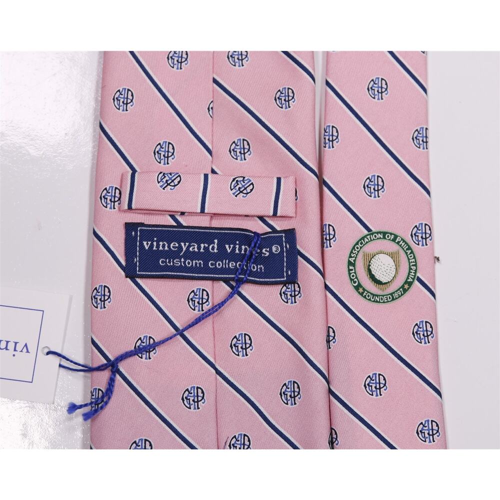 Vineyard Vines x Golf Association of Philly Pink Silk Necktie Tie New - Picture 5 of 6